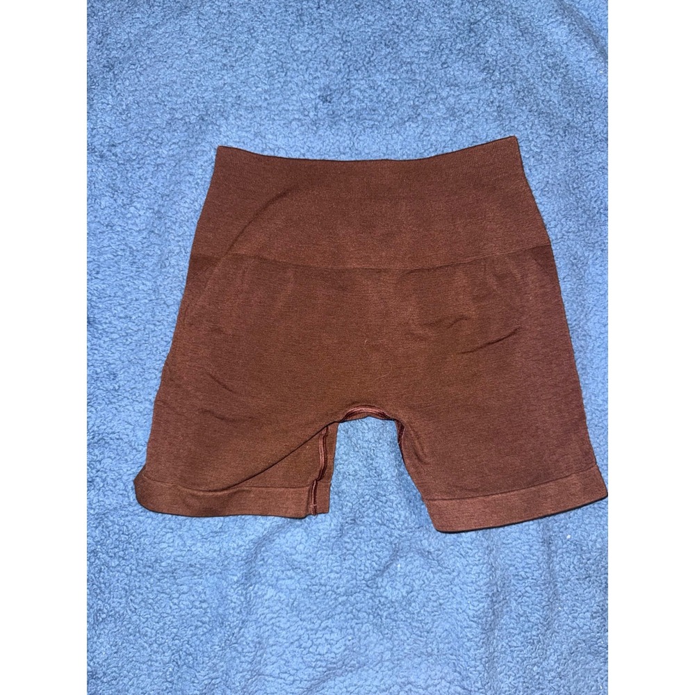 Alphalete Seamless Scrunch Butt Biker Shorts Brown Womens Small Gym Workout